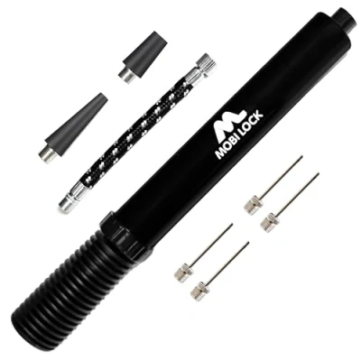 Image of Double Action Pump for Quick and Easy Ball Inflation Includes 1 Hose, 4 Needles, Presta Valve, 2 Adapters by Mobi Lock