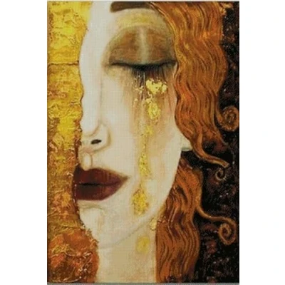 Image of Portrait,Klimt Oil Painting Counted Cotton Cross Stitch,100% Cotton,14count,200x277stitch, 36x50 cm Portrait Stitch Kits