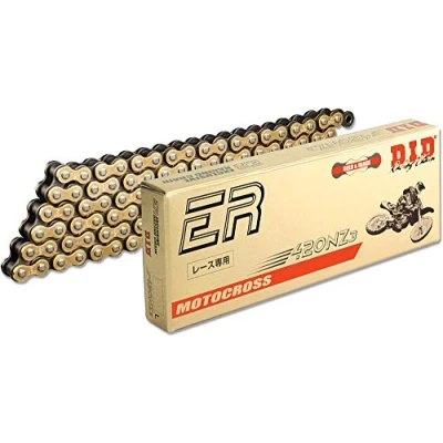 Image of DID Chain 420 NZ3 Double Reinforced Gold / Black 124 Links Open Clip Lock