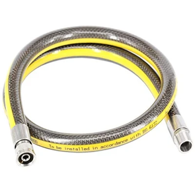 Image of SPARES2GO Universal &#039;Micropoint&#039; Oven Cooker Gas Supply Hose Pipe (4ft 1/2 inch, Bayonet, BS EN14800 CE)