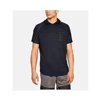 Image of Under Armour UNDKU Men MK1 Terry SS Hood Warm up Top Black//Jet Gray (001), LG