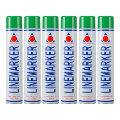 Image of Aerosol Solutions Line Marker, Grass and Road Spray Paint, Green, 750 ml (Pack of 6)