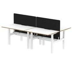 Image of Air B2B Oslo 1200x800 Adjustable 4P Bench Desk White + Black Screen