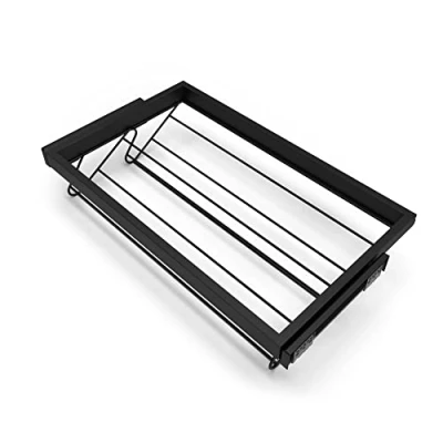 Image of Emuca Kit of shoe drawer and rack with soft close slide for closets, adjustable, module 800mm (31,5 inch), Textured black painted