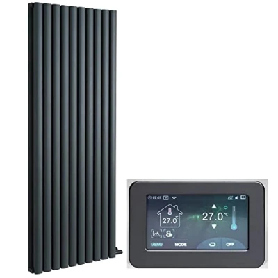Image of Milano Aruba Ardus 3000W Anthracite Double Oval Panel Dry Heat WiFi Smart Electric Radiator 1784mm x 590mm