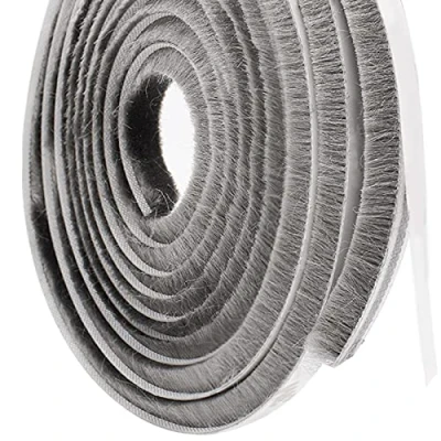 Image of TRIXES Draft Excluder Door Brush Seal Weather Strip for Sliding Doors Windows Windproof Dustproof Self Adhesive Insulating High Density Grey 5M 0.9cm Wide