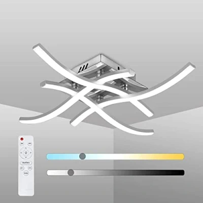 Image of LED Ceiling Light Dimmable Elegant Curved Design Lamp 4 Built in Boards 24W 2000lm Modern Metal Lighting Fixture for Living Rooms Bedrooms