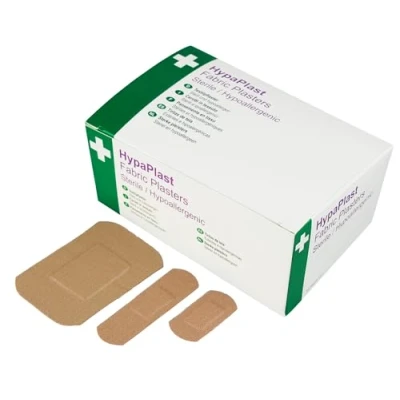 Image of Safety First Aid Group HypaPlast Heavy Duty Fabric Plasters, Assorted (Pack of 100) Sterile Hypoallergenic