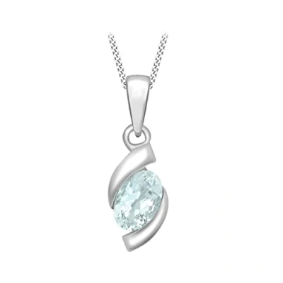Image of Carissima Gold Women&#039;s 9 ct White Aquamarine Swirl Pendant on Curb Chain Necklace of 46 cm/18 inch