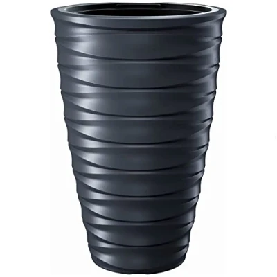 Image of Prosperplast Freze Indoor Outdoor Plant Pot UV Frost Resistant Round Plastic Planter, 44L, Antracita