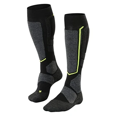Image of FALKE Unisex SB2 Snowboard Socks, Wool, Black (Black Mix 3010), 8 9 (1 Pair)