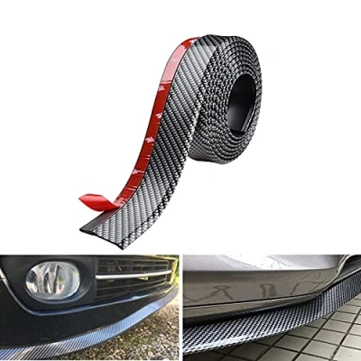 Image of BoYeeBo Universal Car Front Bumper Protector Self adhesive Auto Splitter Body Spoiler Skirt Rubber Lip Trim Spoiler, 2.5M/8.2ft (Carbon Fiber Black)