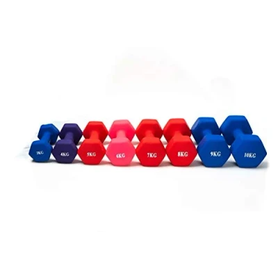 Image of Hampton&amp;Stewart Dumbbell Weights 3KG 10KG For Home/Gym Neoprene Ergonomic Fitness Workout (Blue, 5KG)