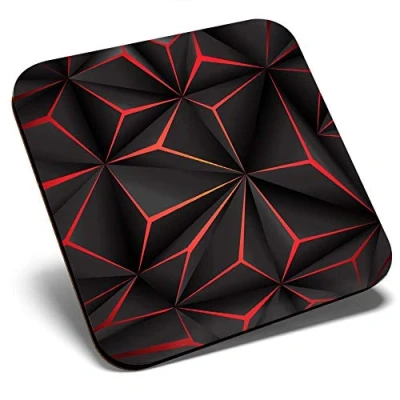 Image of Great Single Coaster Square Black &amp; Red Futuristic Glossy Quality Coasters Tabletop Protection for Any Table Type #12953