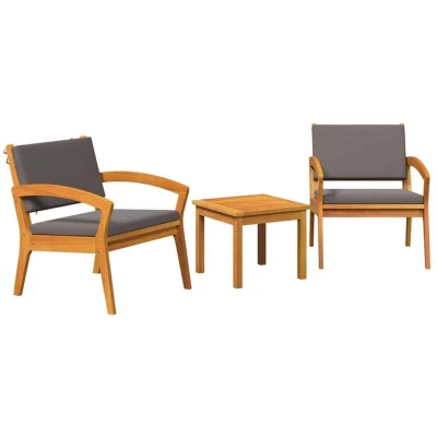 Image of vidaXL 3 Piece Bistro Set with Cushions, Made of Solid Acacia Wood