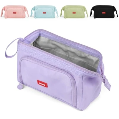 Image of Mamowla Large Pencil Cases for Girls Super Big Case Women Zipper Smoothy Pen Pouch Holder Stationery Organizer Duarable School Teenage Boys Purple