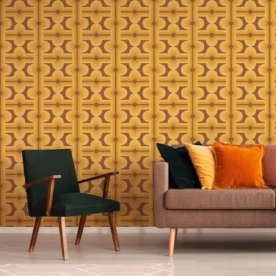 Image of A.S. Création Retro 70&#039;s Panel Wallpaper Brown/Yellow/Orange Chic 395334 8.50m x 0.53m Paste The Wall
