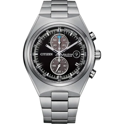 Image of Citizen Men Chronograph Eco Drive Watch with Titanium Strap CA7090 87E