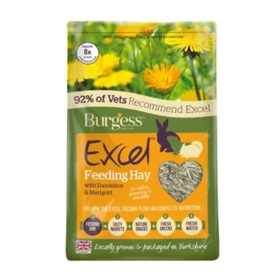 Image of Burgess EXCEL FEEDING HAY HERBAGE DANDELION &amp; MARIGOLD 1kg x4