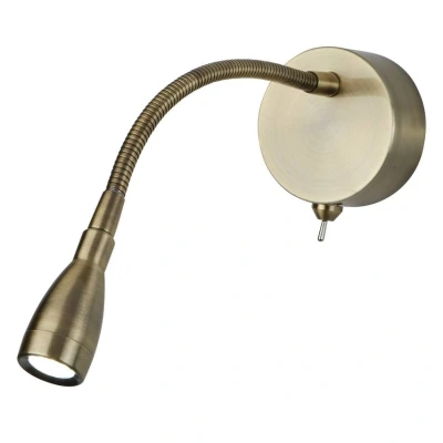Image of Searchlight Lighting LED 6 Light Flexible Indoor Wall Reading Antique Brass