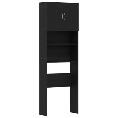 Image of vidaXL Washing Machine Cabinet Black Oak Look 64 x 24 190 cm