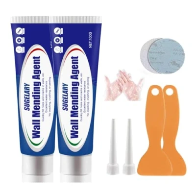 Image of Sugelary Wall Repair Cream, Waterproof Mending Agent, Quick Drying Paste Kit, Effectively Scratches, Nail Holes, Cracks, Graffiti, Renovation Solutions for White Walls
