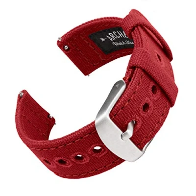Image of Archer Watch Straps Canvas Quick Release Replacement Bands (Carmine Red, 20mm)