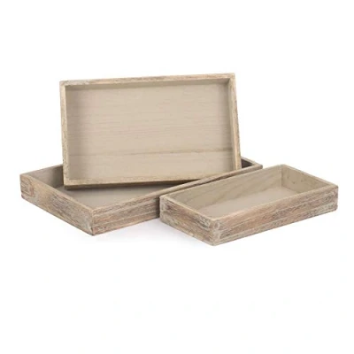 Image of Red Hamper PT155 157 Set of 3 Shallow Wooden Plinth Tray, Wicker