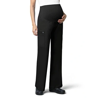 Image of WonderWink 545ABLACSM Wonder Work Women&#039;s Maternity Cargo Pant, Black, Standard S Size