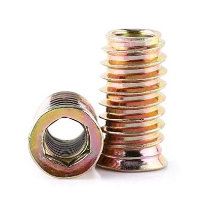 Image of 20pcs Hex Socket Drive Insert Nuts Carbon Steel Head Nut Threaded Inserts for Wood Furniture (M8*25mm)