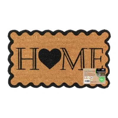 Image of JVL Eco Friendly Latex Backed Coir Entrance Doormat, 40x70cm Scalloped Home