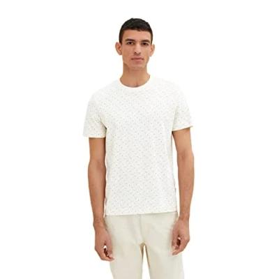 Image of TOM TAILOR Men&#039;s T Shirt 1034878, 31266 Off White Multicolor Design, XL