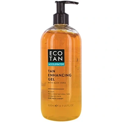 Image of EcoTan Face and Body Tanning Accelerator Gel 500ml, Stimulates, Boosts, Prolongs &amp; Protects Natural Tan, with Aloe Vera, Soothes Hydrates Skin, Fast Absorbing Non Greasy