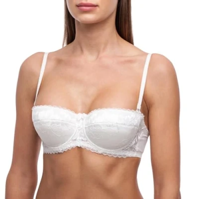 Image of frugue Strapless Push Up Balcony Lace Bra Ivory 36 B