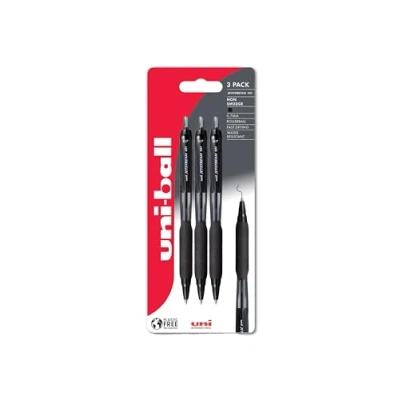 Image of Uni ball Jetstream 101 Retractable Black Ballpoint Gel Pens. 0.7mm Tip. School Stationery, Smooth Writing and Colouring. Water Resistant Super Ink Dries Instantly. 3pc