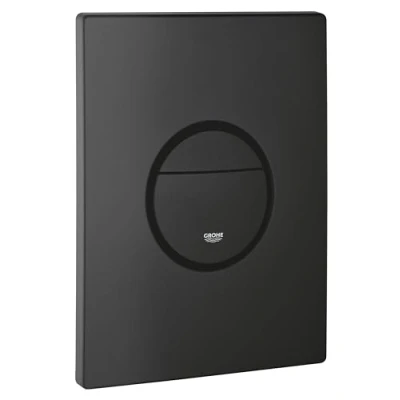 Image of GROHE Nova Cosmopolitan Flush Plate for Concealed Cisterns (Dual or Start and Stop Actuation Pneumatic Drop Valve AV1, Water Saving, Versatile Fit), Size 156x197mm, Phantom Black, 38765KF0