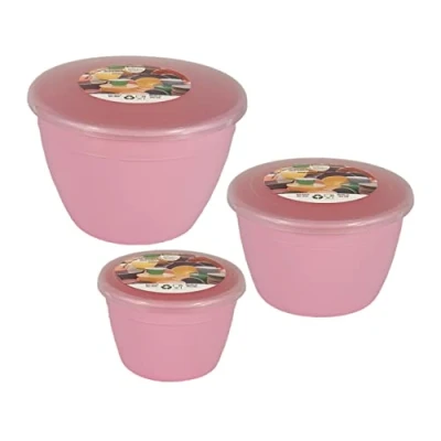 Image of Just Pudding Basins 3 Smaller Sizes in One Set Steam Bowls, Basin and Lid 1x 1/4 Pint, 1/2 Pint 1 (Pink)