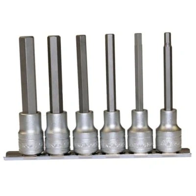 Image of Teng 6 Piece 1/2&quot; Long Allen Hex Bit Socket Clip Rail Set 5 7 8 10 and 12mm M1211