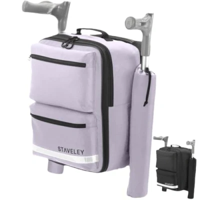 Image of Staveley Mobility Scooter Crutch Bag XL Expandable Shopping for Electric Wheelchair &amp; Boot Scooters 2 Holders Aid Accessories Purple