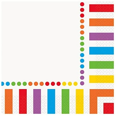 Image of Vibrant Rainbow Dots Luncheon Paper Napkins (16cm) Pack of 16 Perfect for Colorful Celebrations
