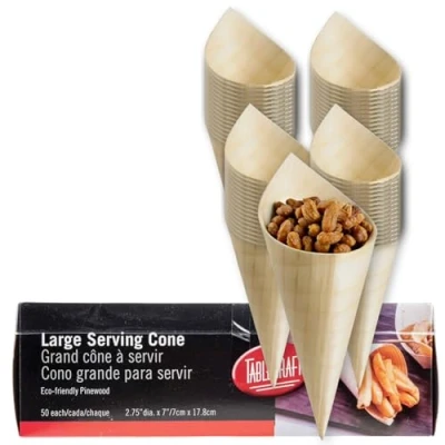 Image of Tablecraft Disposable Serving Cone, Bamboo, Multi Colour, 7.3 x 8.89 17.78 cm