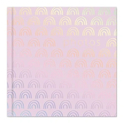 Image of Pink Rainbow Design Photo Album Holds 200 Slip In Family 4&#039;&#039; x 6&#039;&#039; Photographs, Multi (7595)