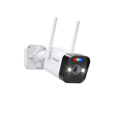 Image of ZOSI 2.5K WiFi Security Camera with Person Vehicle Detection, 4MP CCTV Outdoor Indoor, Home Surveillance Spotlight Siren, Color Night Vision, 2 Way Audio, Cloud/SD Card Storage