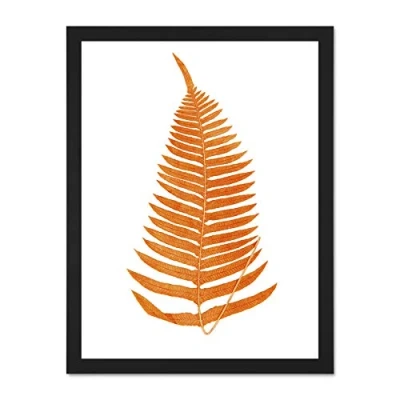 Image of Wee Blue Coo Botanics Red Orange Fern Large Black Framed Art Print Wall Poster 18x24 inch