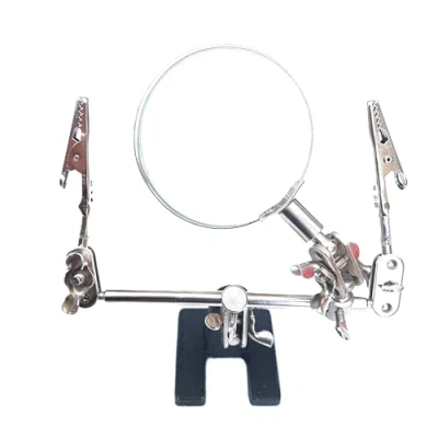 Image of HSD Hands Free Helping Magnifying Glass Crocodile Clip 5x Lens Third Hand Soldering Stand Jewellery Making Craft