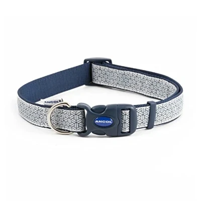 Image of Ancol Nylon Fashion Collar Geometric Grey Adjustable 45 70 cm