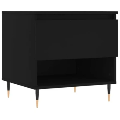Image of vidaXL Engineered Wood Coffee Table Modern Black Sofa with Storage Drawer and Compartment &amp; Metal Legs for Living Room