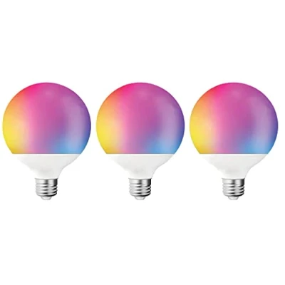 Image of Nordlux Smart G95 LED Light Bulb, Dimmable, E27, 8.5W, 1055 Lumens, Colour Changing, 2200K 6500K, Alexa and Google 3 Pack