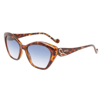 Image of Liu Jo Woman LJ756S 240 Sunglasses Plastic Havana Blue Butterfly Normal Shaded