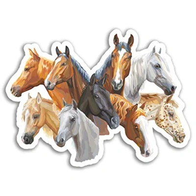 Image of 2 x 10cm Horse Heads Vinyl Stickers Pony Horses Sticker Laptop Luggage #17303 (10cm Wide)